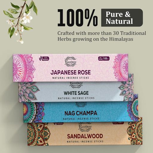 Incense Sticks Assorted Pack (180 gm), 100% Pure Organic Natural Hand Rolled Free from Chemicals - Perfect for Aromather
