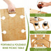 Portable Wine Picnic Table with 5 Wine Glasses Holder, Foldable Champagne Picnic Snack Table, Wine and Cheese Table for Picnic, Camping, Park, Beach, Wine Lover Gift
