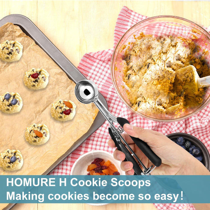 Cookie Scoop Set, Include 1 Tbsp/2 Tbsp/3 Tbsp, Cookie Dough Scoop, Cookie Scoops for Baking Set of 3, 18/8 Stainless St