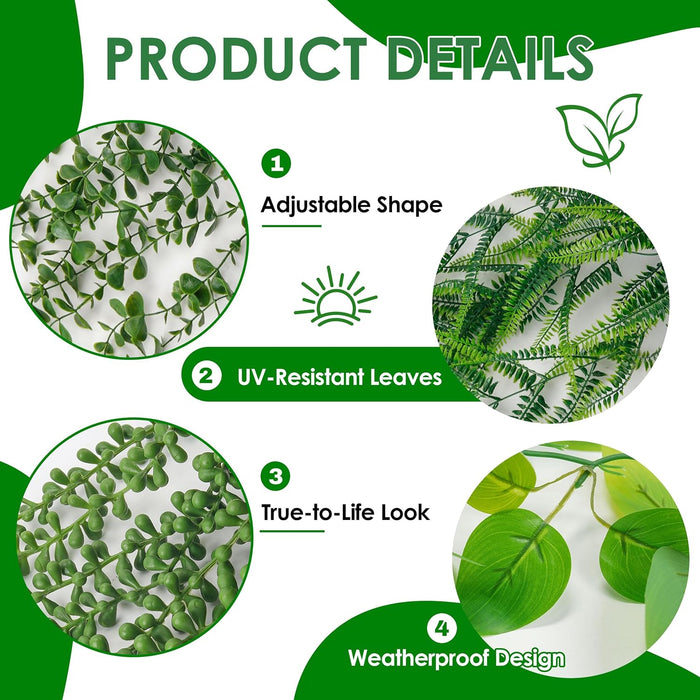 4Pcs Fake Hanging Plants with Lush Cascading Greenery