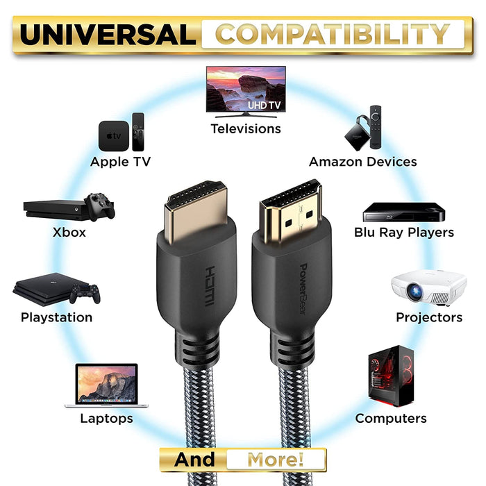 4K HDMI Cable 10 ft | High Speed Hdmi Cables, Braided Nylon & Gold Connectors, 4K @ 60Hz, Ultra HD, 2K, 1080P, ARC & CL3 Rated | for Laptop, Monitor, PS5, PS4, Xbox One, Fire TV, & More
