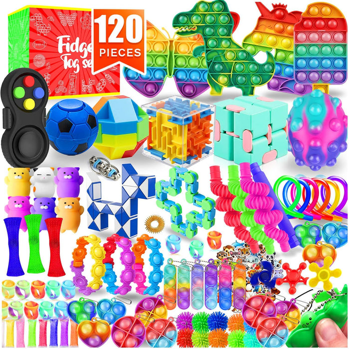 Fidget Toys, 120 Pack Party Favors for Kids 8-12 4-8, Sensory Toys Bulk Autism Autistic, Treasure Box Toys for Classroom