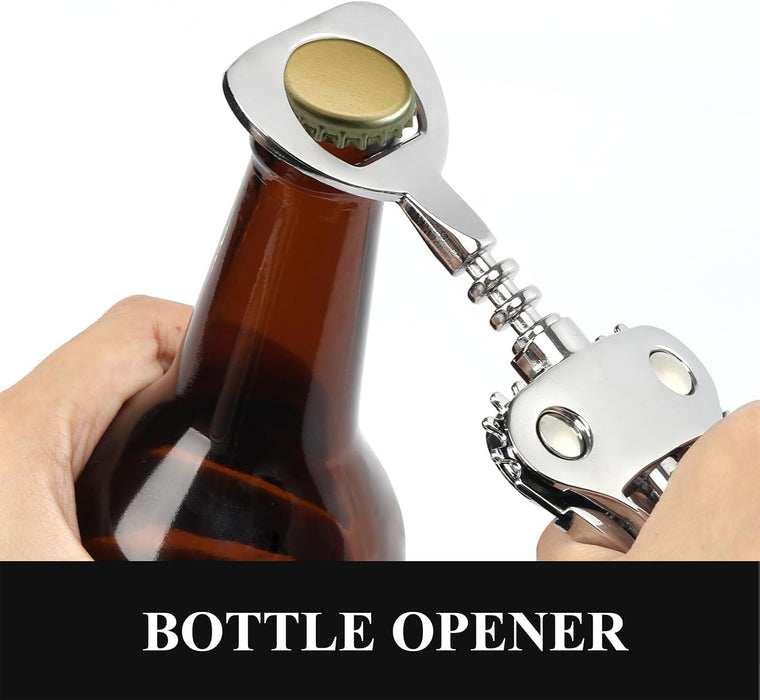Wine Opener, Heavy-Duty Zinc Alloy Wing Corkscrew, Premium Beer Bottle Opener, Multifunctional Wine Accessories with Erg