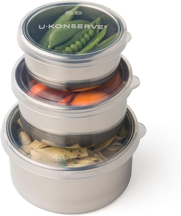 U-Konserve Stainless Steel Round Nesting Containers Trio Set of 3