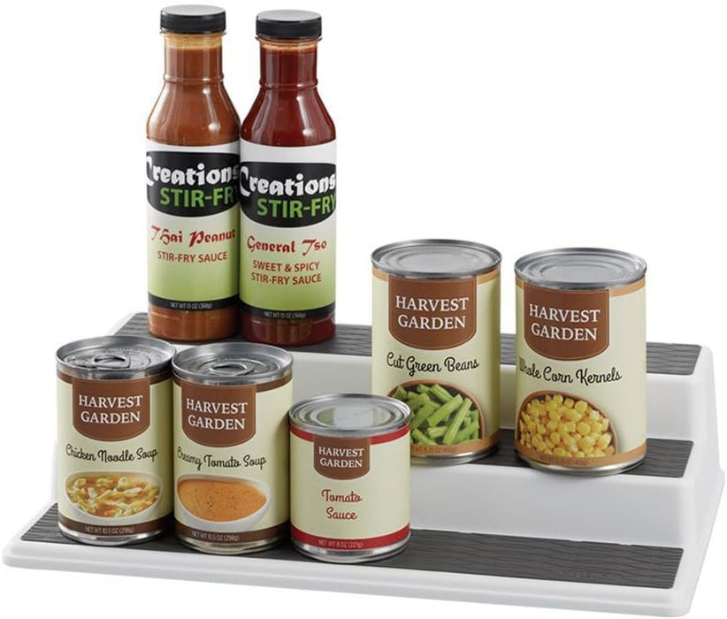 3-Tier Cabinet Spice Rack Organizer, 10 Inch Tiered Shelf Riser for Kitchen Cabinets, Pantry, and Countertop - Holds Spi