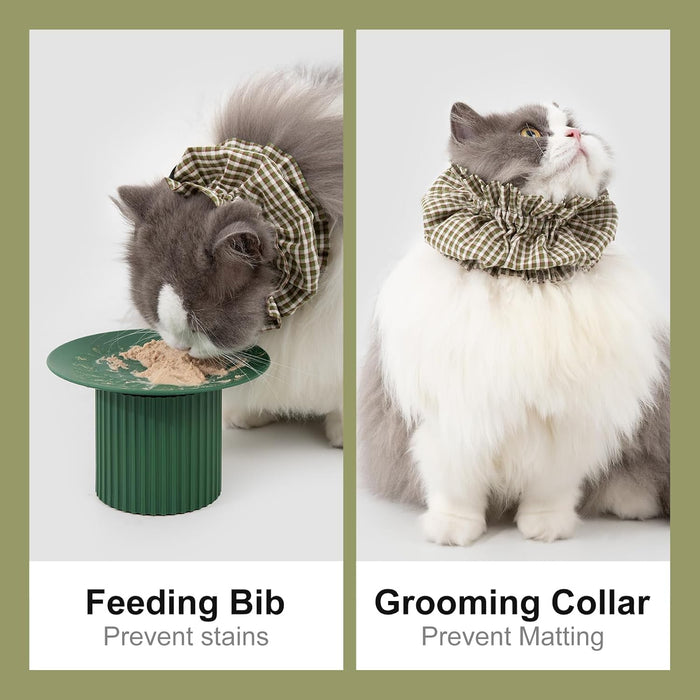 Cat Grooming Collar and Feeding Bib for Long Haired Cats, Anti-Stain Neck Band, Dog Ear Cover Snood for Cocker Spaniels