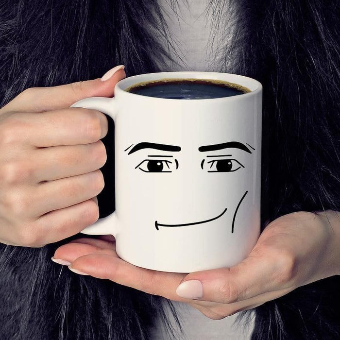 Ceramic Coffee Mug with Minimalist Expression Design, White, 11 Oz, Novelty Tea Cup for Anniversary, Birthday, Christmas Gift (Man Face)