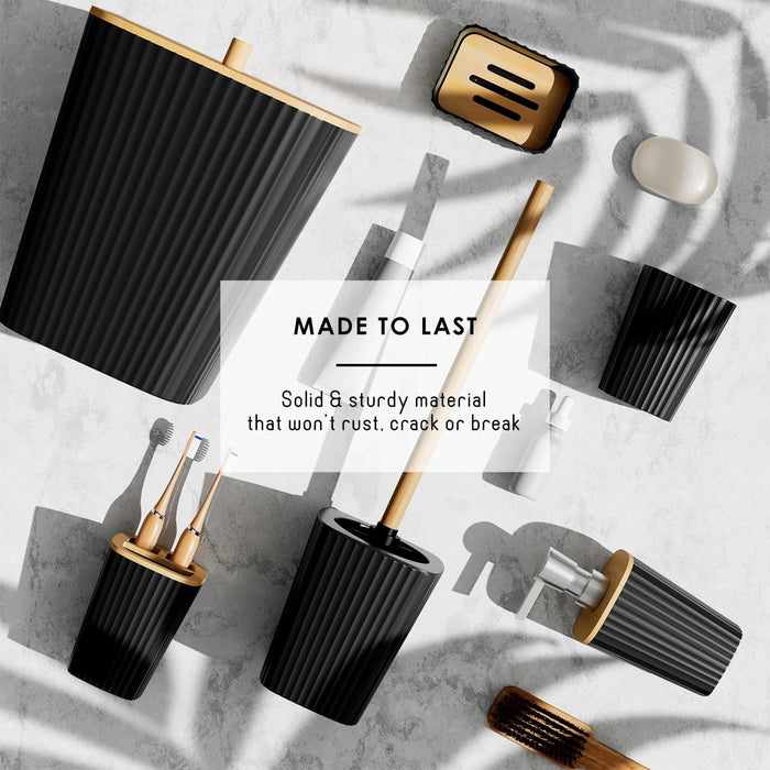 Black Bathroom Set, Shower Curtain Set, Bathroom Accessory Set
