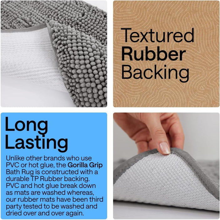 Bath Rug Mat for Bathroom, Absorbent Chenille, 24x17 Gray
