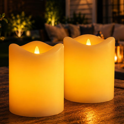 Solar Candles Outdoor, 2 Pack Flameless Candles for Lanterns, 3" x 4"