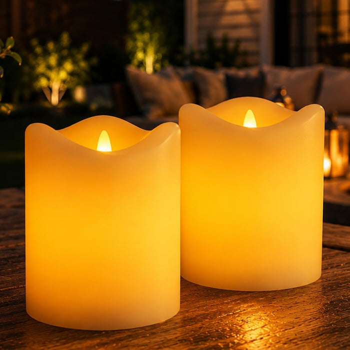 Solar Candles Outdoor, 2 Pack Flameless Candles for Lanterns, 3" x 4"