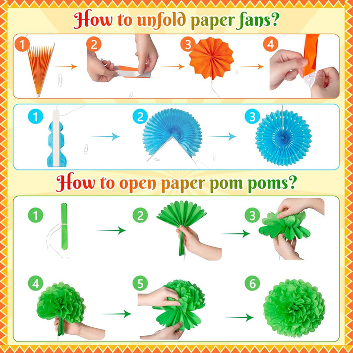 35PCS Fiesta Paper Fan Party Decorations Set