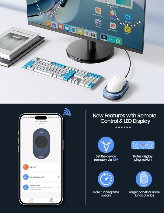 M4 Utra Mouse Mover with APP, Undetectable Mouse Jiggler Device with Remote Control and Timer Function, Driver-Free Shak