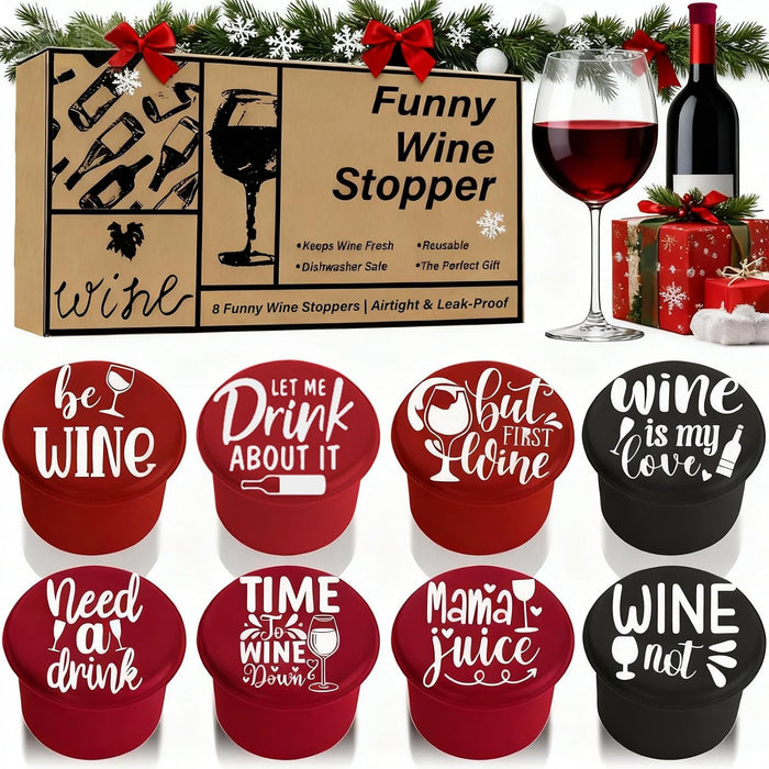8 Pack Funny Wine Stoppers - Wine Gifts for Wine Lovers