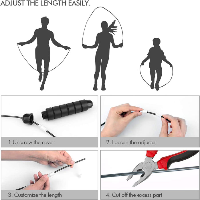 Jump Rope, Tangle-Free Rapid Speed Jumping Rope Cable with Ball Bearings for Women, Men, and Kids, Adjustable Steel Jump