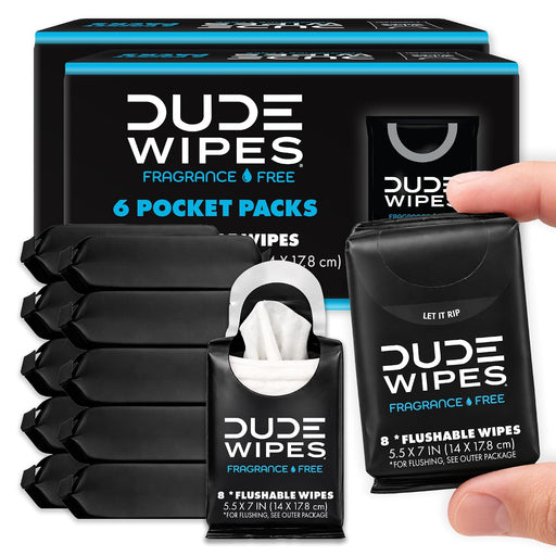 Unscented Pocket Packs, Adult Flushable Travel Wipes, 96 Count