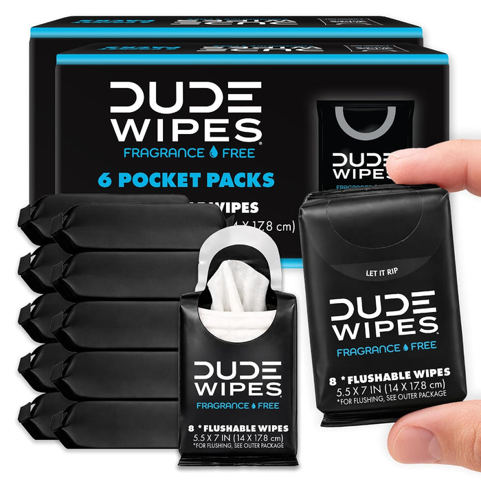 Unscented Pocket Packs, Adult Flushable Travel Wipes, 96 Count