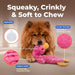 Interactive Squeaky Dog Toy - Crinkle Duck, Pink