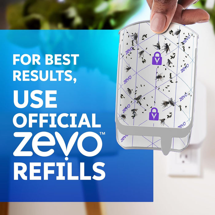 Zevo Flying Insect Trap for Fruit Flies & Gnats, 1 Plug-in Base & 1 Refills