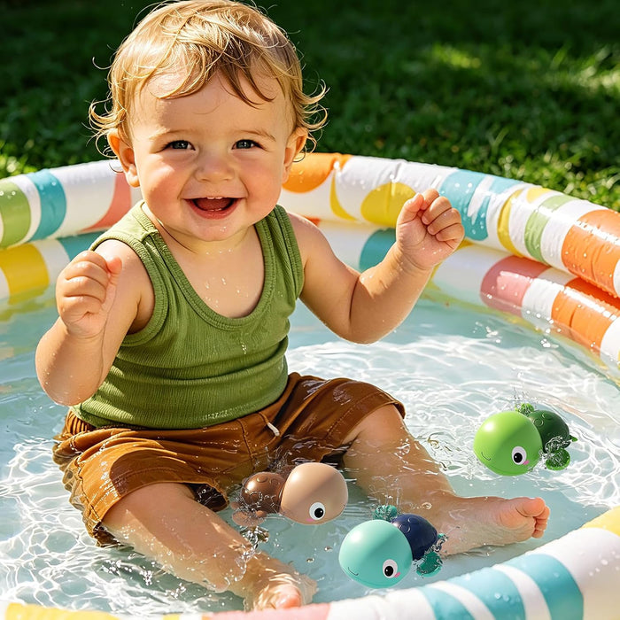 Baby Bath Toys for Kids Ages 1-3, Wind-Up Swimming Turtles, 3 Pack