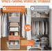 Hanging Closet Organizer 5 Shelf with 4 Side Mesh Pockets, Foldable Closet Organizers and Storage Hanging for Wardrobe, Closet Rod & RV Camping, Front Anti-Slip Support, Grey
