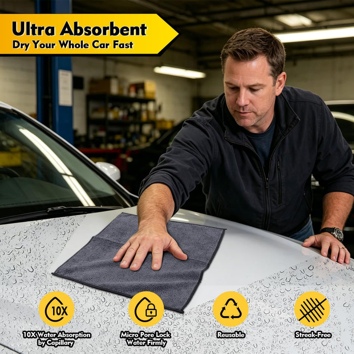 Microfiber Cleaning Cloth 12 Pack, 12.5 x 12.5 inch Microfiber Towels for Cars, Ultra Absorbent Washing Cloth, Lint Free