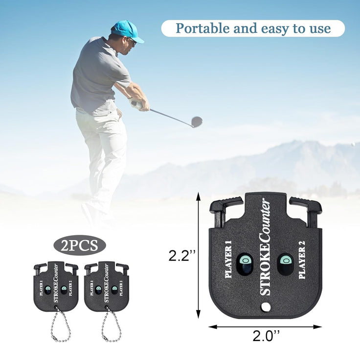 2 PCS Golf Score Counter, 2 Player Stroke for Golf Game Scorekeeper
