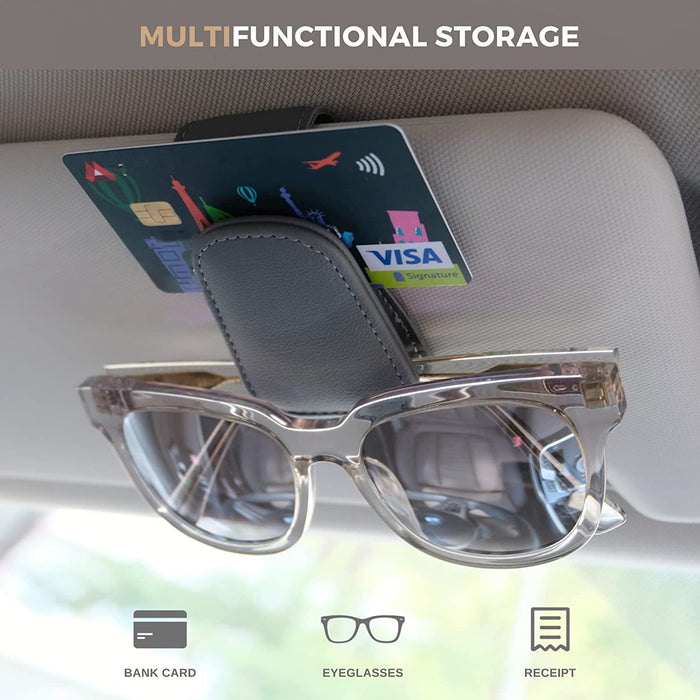 Magnetic Leather Car Sunglass Holder, Visor Sunglasses Holder Clip, 1 Pack