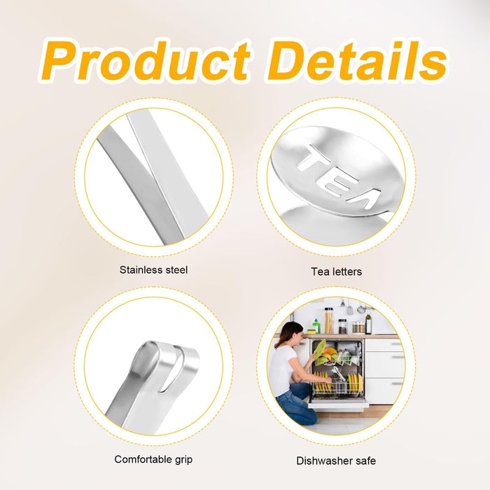 2pcs Tea Bag Squeezer, Stainless Steel Tea Spoon for Loose Tea Ice Sugar Cubes Tea Spoon Tea Strainers Tea Tongs Clip on