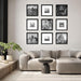 12x12 Picture Frame Set of 9, Display Pictures 8x8 with Mat or 12x12 without Mat, Multi Collage Gallery Square Photo Fra