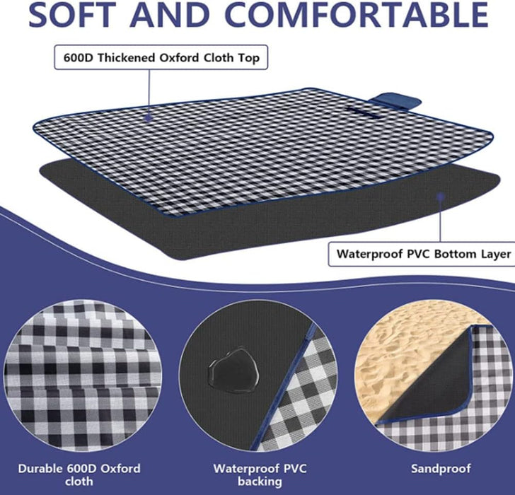 Outdoor Picnic Blankets, Extra Large Beach Blanket, Foldable Lightweight Waterproof Sand Mat, Picnic Blanket 80" x 60" f