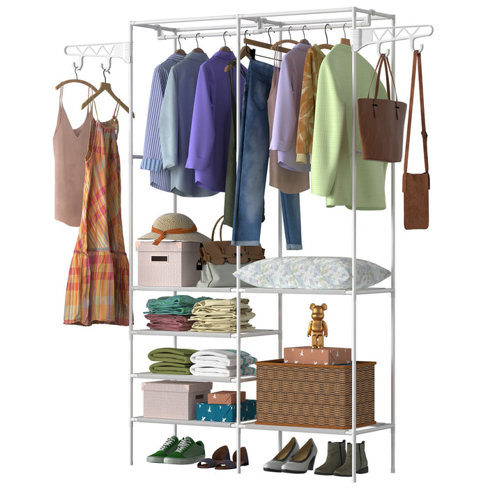 Freestanding Metal Garment and Shoe Rack