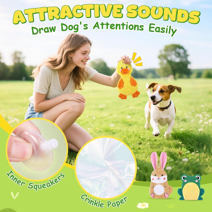 Dog Toys to Keep Them Busy, 3 Pack No Stuffing Interactive Dog Toys with Crinkle, Squeaky Puppy Chew Toys for Small, Med
