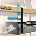 Under Desk Cable Management Tray No Drill, Metal Mesh Cable Management Under Desk with Clamp Mount, 2 Hole Cable Tray with Wire Management and Cord Organizer for Home Office Standing Desk