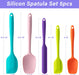 Silicone Spatula Set,5 Piece Food Grade Rubber Spatulas,Multicolor
