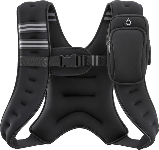 Weighted Vest, 6lb/8lb/12lb/16lb/20lb/25lb/30lb Weight Vest with Reflective Stripe for Workout, Strength Training, Running, Fitness, Muscle Building, Weight Loss, Weightlifting