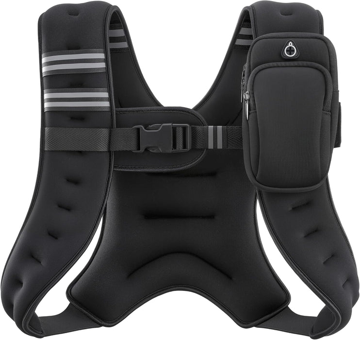 Weighted Vest, 6lb/8lb/12lb/16lb/20lb/25lb/30lb Weight Vest with Reflective Stripe for Workout, Strength Training, Running, Fitness, Muscle Building, Weight Loss, Weightlifting