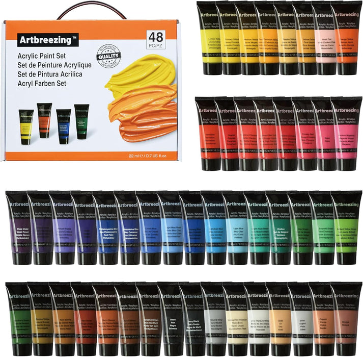48 Colors Professional Acrylic Paint Set, Artist Paint Supplies
