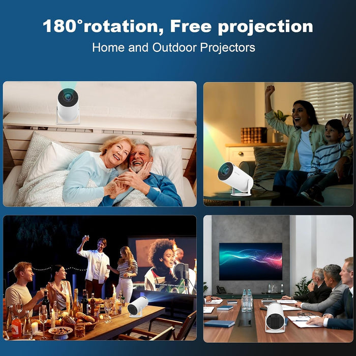 Mini Projector with WiFi 6 Bluetooth 5.4，180° Rotatable Video Projector