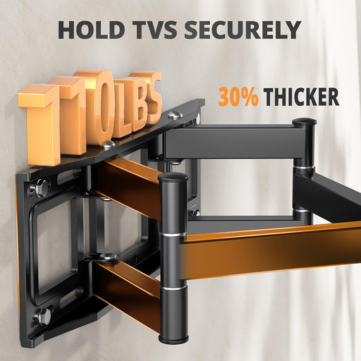 50 55 65 inch Full Motion TV Wall Mount for 32-70 inch TV Bracket,Dual articulating Arms Mount, Tilt Swivel Extension Level, Max VESA 400x400mm, 16" Studs, 110 lbs,Fit Most 40 43 50+ TVs