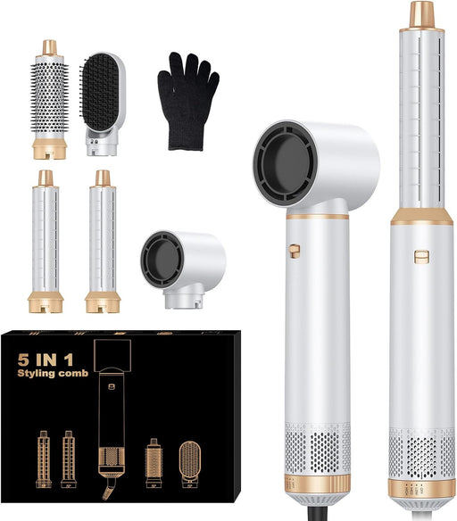 5 in 1 Hair Dryer Brush Set, Negative Ion Blow Dryer Brush Air Styler Curling Wrap Air Curler, Curling Iron Hair Styling