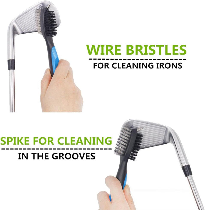 Retractable Golf Club Brush & Groove Cleaner — Blue & Black