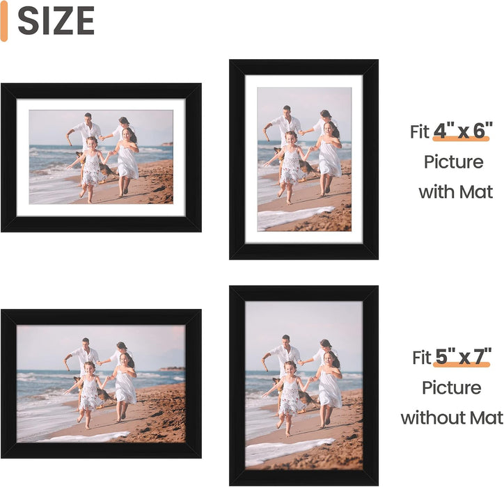 5x7 Picture Frame, Photo Collage Wall Decor Set of 10, Black
