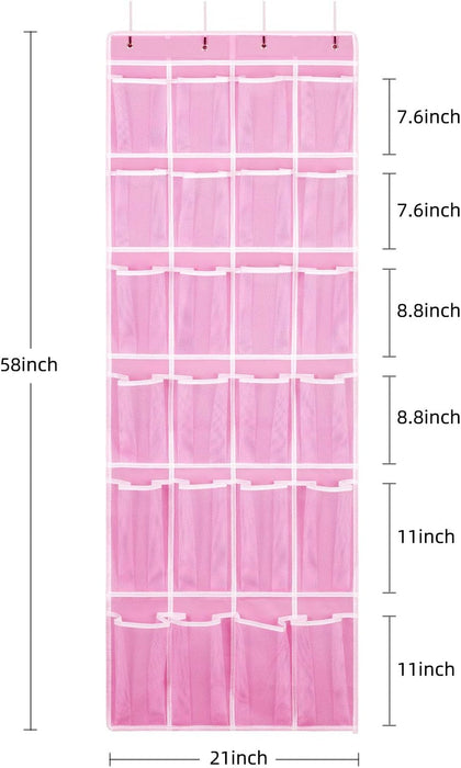 Hanging Shoe Organizer, Over The Door Shoe Organizer with 24 Breathable Mesh Pockets for Men Women Kids Hanging Shoe Sto
