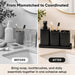 Matte Black Bathroom Accessories Set, 4-Piece Bathroom Accessory Set with Soap Dispenser, Toothbrush Holder, Tumbler and Vanity Tray, Polyresin Countertop Organizer