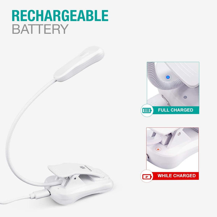 3000K Warm LED Rechargeable Book Light(Elegant White)