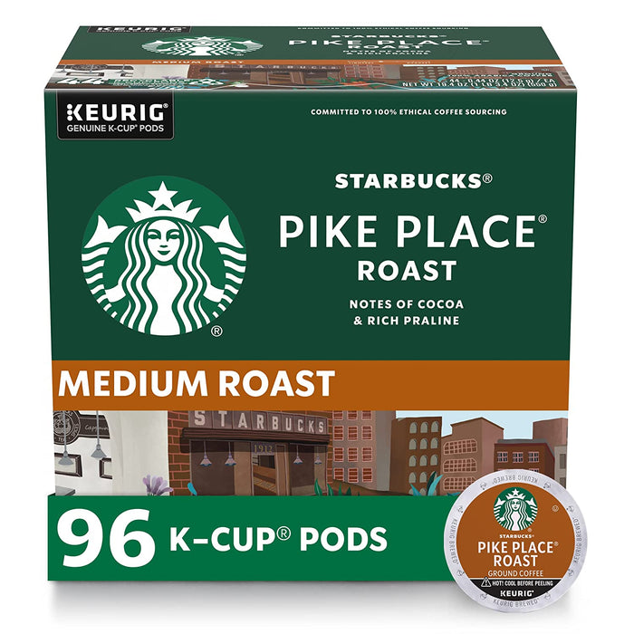 K-Cup Coffee Pods, Medium Roast Hot or Iced Coffee, Pike Place Roast, 96 Keurig Pods ​