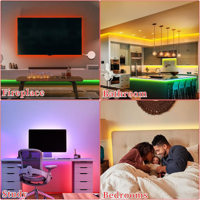 LED Lights for Bedroom, 25FT RGB LED Strip Lights with 44 Keys IR Remote, Smart LED Light Strip with Adhesive Backing Adjustable Brightness App Control for Bedroom Party Decoration