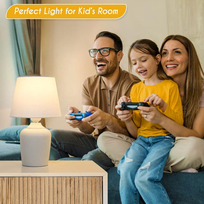 11.8’’ Small Table Lamps Set of 2 for Bedroom Kid’s Room Home Office, White