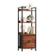 5-Layer Bookshelf, Bookcase with Fabric Drawers, Wooden and Metal Storage Boxes